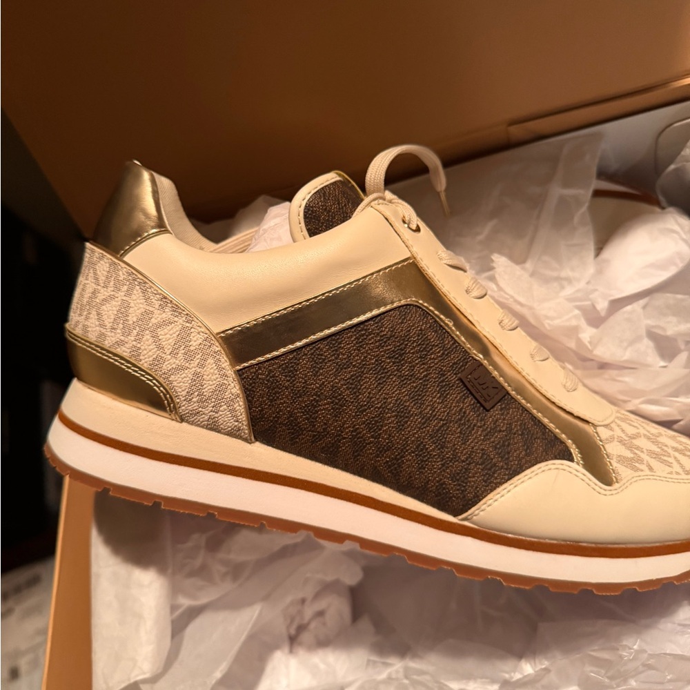 Brand New MICHAEL Michael Kors Cream and Gold Women's Athletic Shoes Size 11